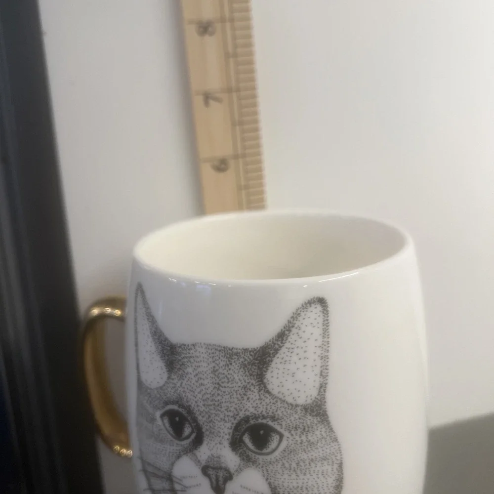NEW-Pier One 1 Imports Cat In Bowtie Oversized Porcelain Coffee Cup Mug 20 Ounce